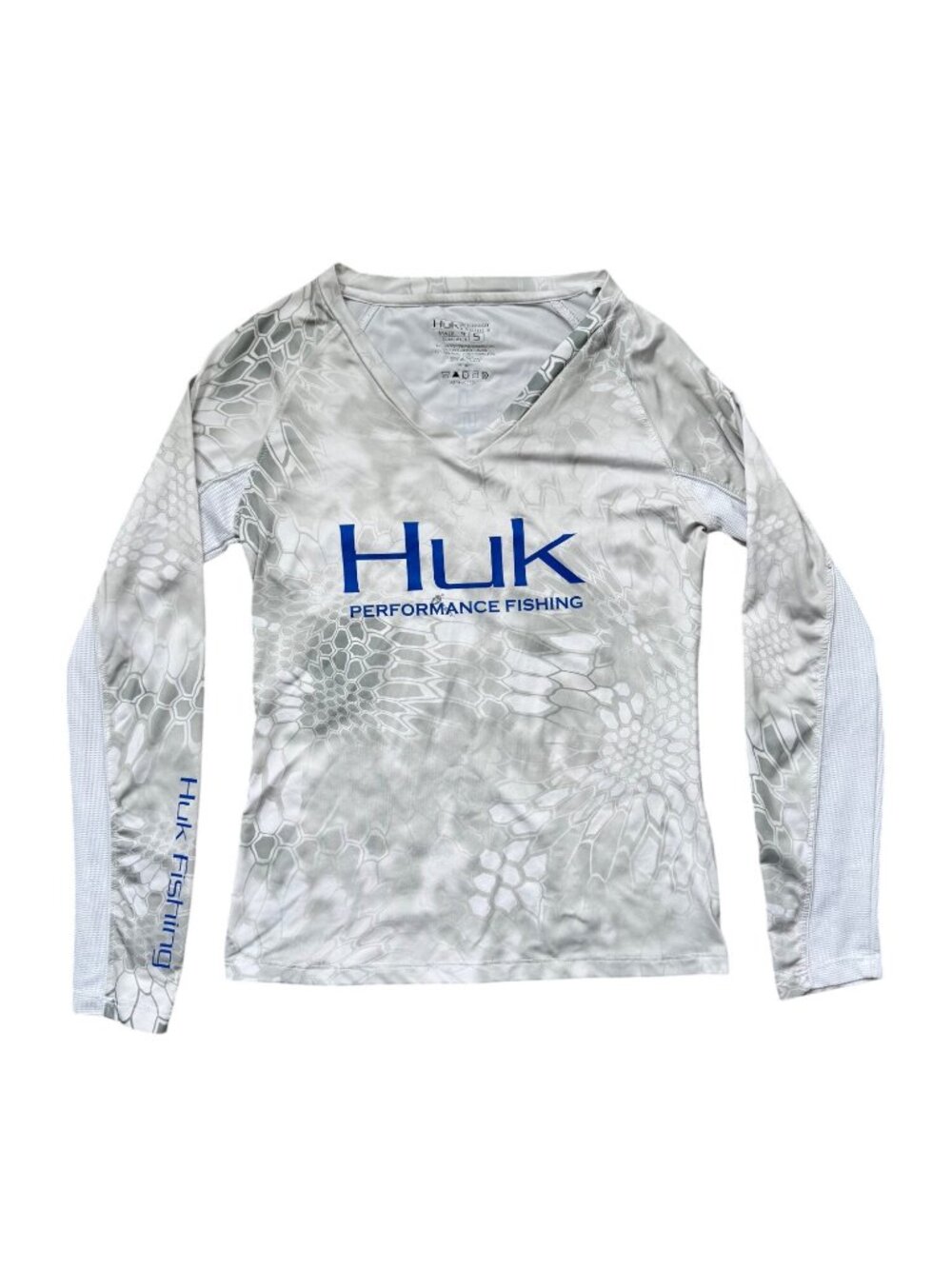 Huk Performance Fishing Long Sleeve Shirt Kryptek Camo White Gray Mens Small